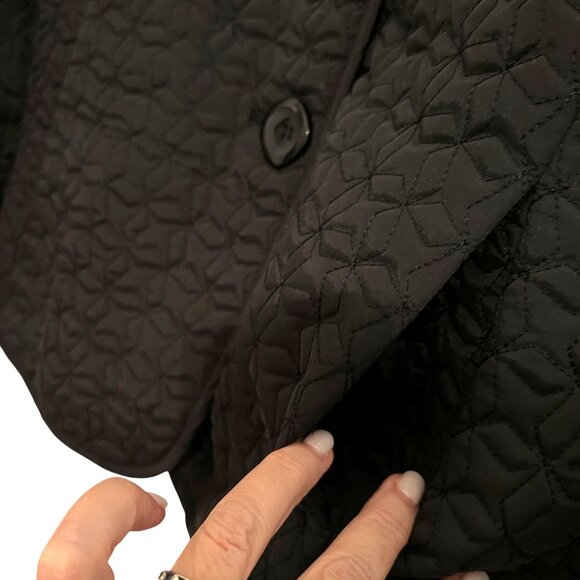 NWT John Paul Richard Uniform Quilted Black Jacket Silk Faux Fur Pockets PL - Picture 4 of 14